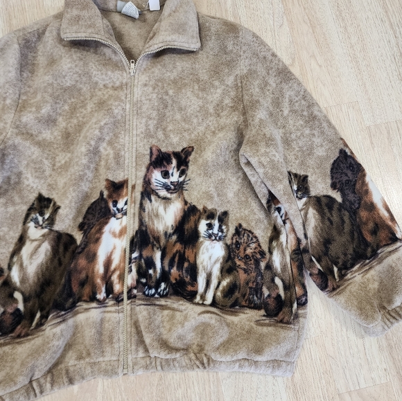 Vintage Cat Print Fleece - Picture 2 of 3